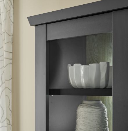 Wohnwand Filmore in Schwarz matt und Eiche Landhaus 270 x 200 cm, Soft-Close