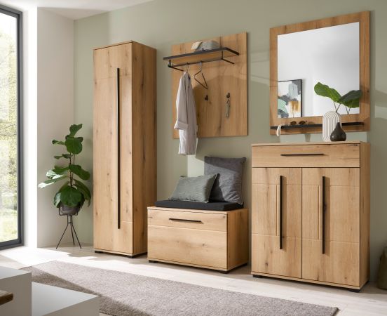 Garderobe Set 4-teilig Design-D in Evoke Eiche 140 x 200 cm