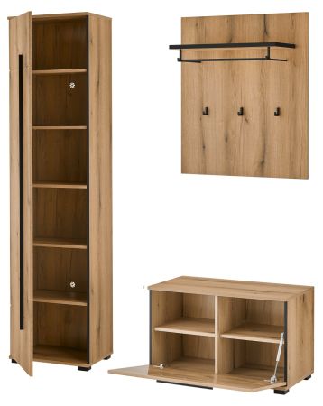 Garderobe Set 4-teilig Design-D in Evoke Eiche 140 x 200 cm