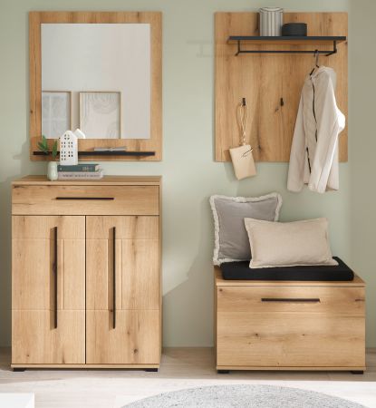 Garderobe Set 5-teilig Design-D in Evoke Eiche 170 x 200 cm, Soft-Close