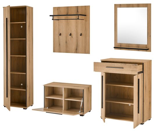 Garderobe Set 6-teilig Design-D in Evoke Eiche 230 x 200 cm