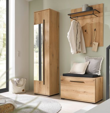 Garderobe Set 4-teilig Design-D in Evoke Eiche 140 x 200 cm