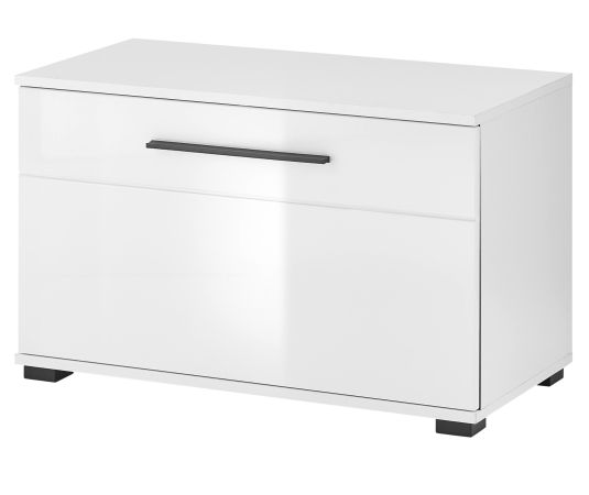 Garderobe Sitzbank Design-D in wei� Hochglanz 80 x 50 cm mit Soft-Close