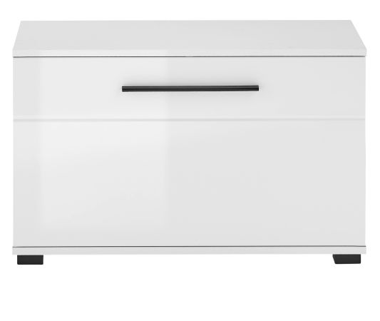 Garderobe Sitzbank Design-D in wei� Hochglanz 80 x 50 cm mit Soft-Close