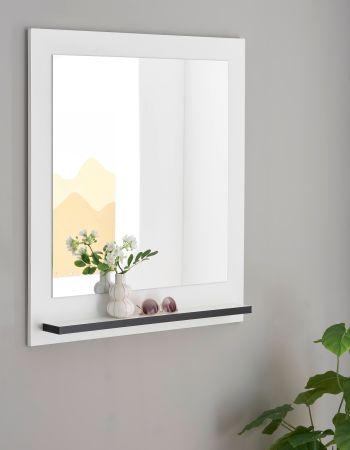 Garderobenspiegel mit Ablage Design-D in wei� 79 x 89 cm