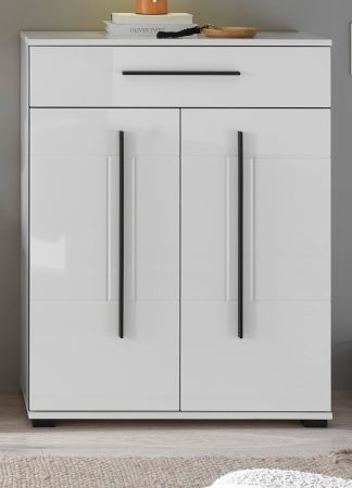 Schuhschrank Design-D in Wei� Hochglanz 80 x 103 cm, Soft-Close