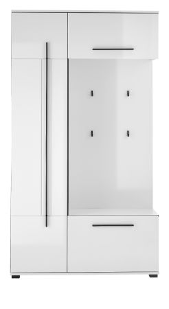 Kompaktgarderobe Design-D in wei� Hochglanz 111 x 200 cm