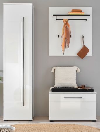 Garderobe Set 4-teilig Design-D in Wei� Hochglanz 140 x 200 cm