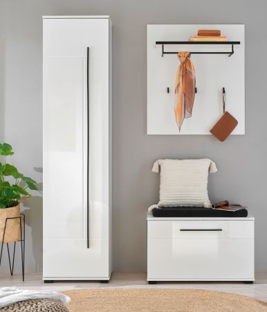 Garderobe Set 4-teilig Design-D in Wei� Hochglanz 140 x 200 cm