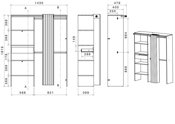 Parisot Kinder- und Jugendzimmer Cleo in wei� und Eiche Komplett-Set 2-teilig