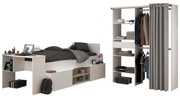 Parisot Kinder- und Jugendzimmer Cleo in wei� und Eiche Komplett-Set 2-teilig