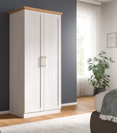 Kleiderschrank Marina in wei� L�rche und Eiche Artisan Landhaus Dreht�renschrank 2-t�rig 84 x 185 cm