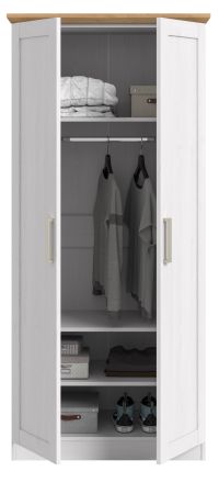 Kleiderschrank Marina in wei� L�rche und Eiche Artisan Landhaus Dreht�renschrank 2-t�rig 84 x 185 cm
