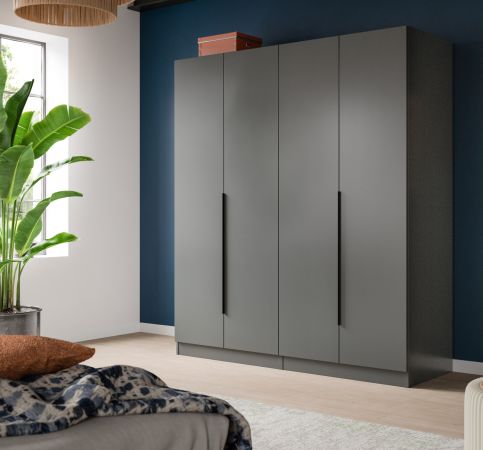 Kleiderschrank Swan in grau Dreht�renschrank 4-t�rig 160 x 181 cm