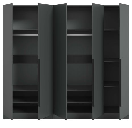 Kleiderschrank Swan in grau Dreht�renschrank 5-t�rig 200 x 181 cm