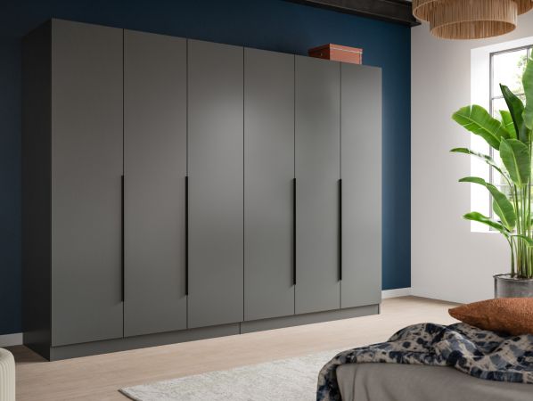 Kleiderschrank Swan in grau Dreht�renschrank 6-t�rig 240 x 181 cm