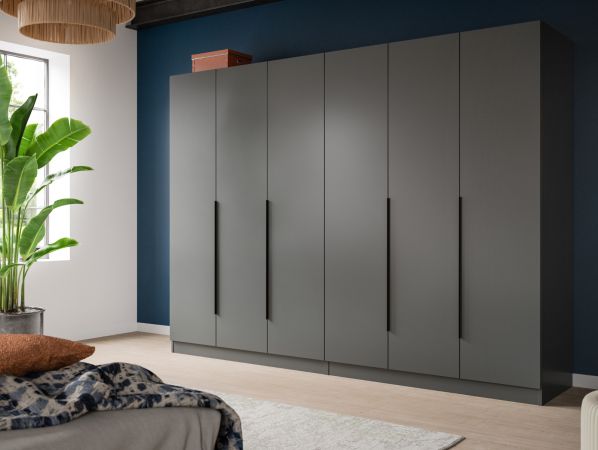 Kleiderschrank Swan in grau Dreht�renschrank 6-t�rig 240 x 181 cm