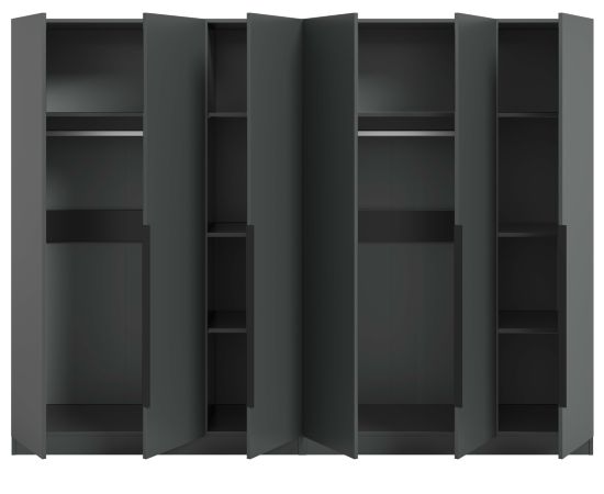 Kleiderschrank Swan in grau Dreht�renschrank 6-t�rig 240 x 181 cm