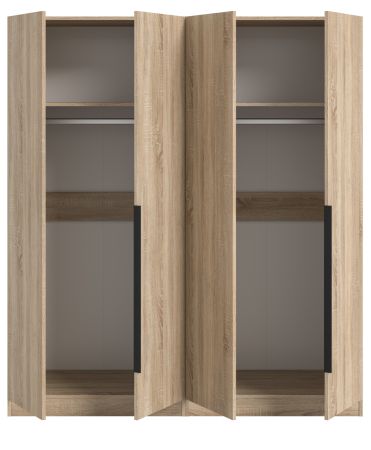Kleiderschrank Swan in Sonoma Eiche Dreht�renschrank 4-t�rig 160 x 181 cm