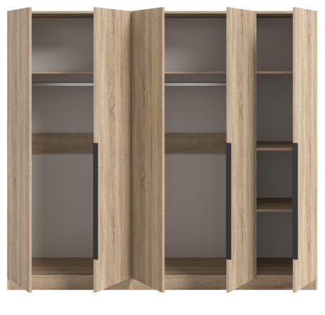 Kleiderschrank Swan in Sonoma Eiche Dreht�renschrank 5-t�rig 200 x 181 cm
