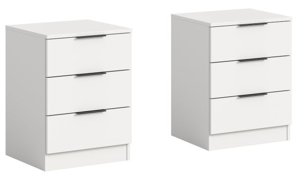 Nachttisch Set Swan in wei� 2x Nachtkommode in Komforth�he 45 x 60 cm