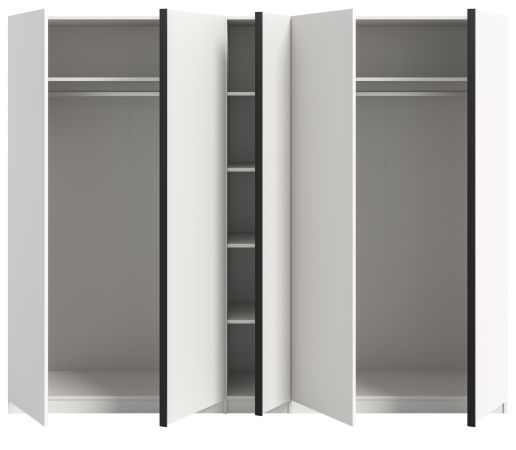 Kleiderschrank Girona in wei� Dreht�renschrank 5-t�rig 230 x 183 cm