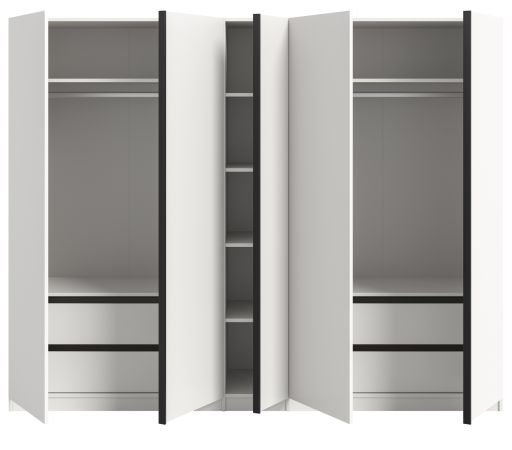 Kleiderschrank Girona in wei� Dreht�renschrank 5-t�rig 230 x 183 cm