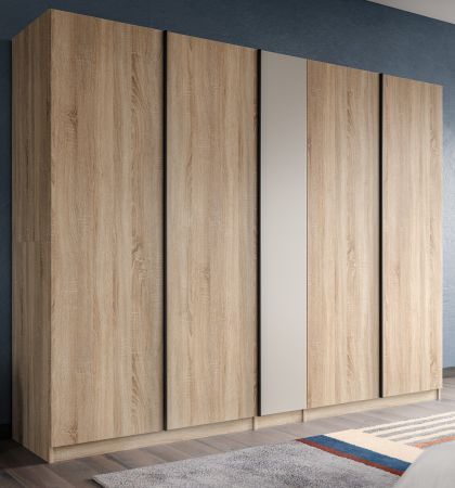 Kleiderschrank Girona in Sonoma Eiche und Kaschmir Dreht�renschrank 5-t�rig 230 x 183 cm