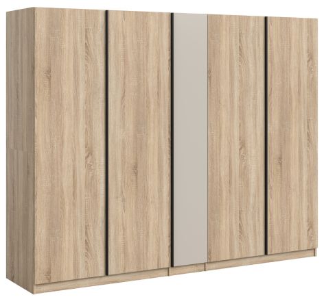 Kleiderschrank Girona in Sonoma Eiche und Kaschmir Dreht�renschrank 5-t�rig 230 x 183 cm
