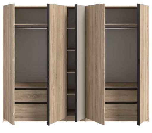 Kleiderschrank Girona in Sonoma Eiche und Kaschmir Dreht�renschrank 5-t�rig 230 x 183 cm