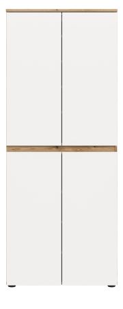 Mehrzweckschrank Assino in Wei� und Eiche, 4-t�rig 70 x 175 cm mit 7 B�den und Kleiderstange