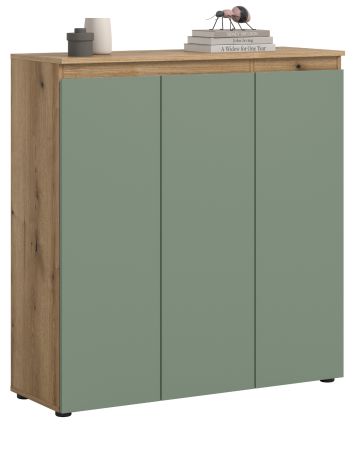 Kommode Assino in Gr�n und Eiche 105 x 111 cm, bis zu 10 F�cher