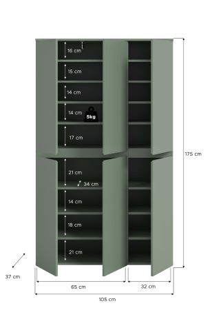 Mehrzweckschrank Assino in Gr�n 105 x 175 cm