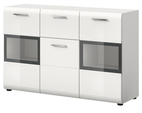 Sideboard Cover in wei� Hochglanz Vitrine 125 x 81 cm
