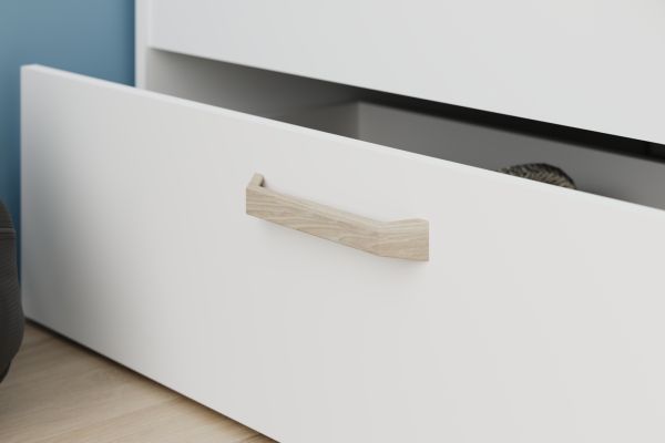 Kinder- und Jugendzimmer Mika in wei� und Eiche Set 2-teilig, Stauraumbett und Kleiderschrank