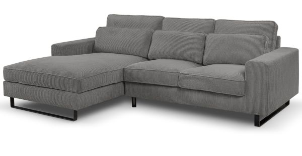 Sofa Valero in grau Cord Ecksofa 4-Sitzer 276 x 183 cm
