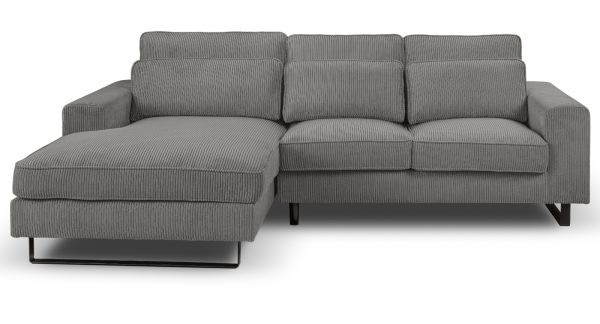 Sofa Valero in grau Cord Ecksofa 4-Sitzer 276 x 183 cm