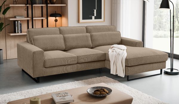 Sofa Valero in braun-beige Cord Ecksofa 4-Sitzer 276 x 183 cm