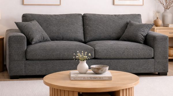Sofa Novana in grau Strukturstoff 3-Sitzer 221 cm
