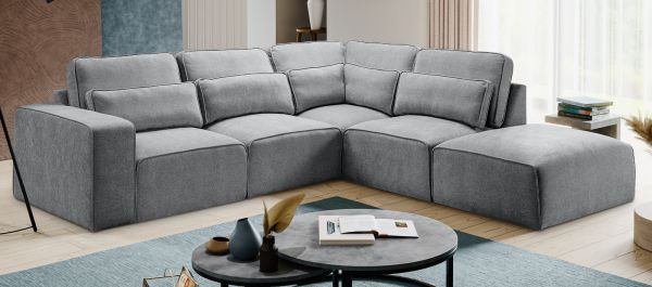 Sofa Pargola in grau Webstoff Ecksofa 4-Sitzer 305 x 281 cm