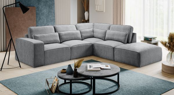 Sofa Pargola in grau Webstoff Ecksofa 4-Sitzer 305 x 281 cm