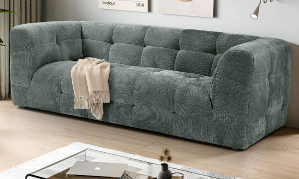 Sofa Astaro in petrol Strukturstoff 2,5-Sitzer 217 cm