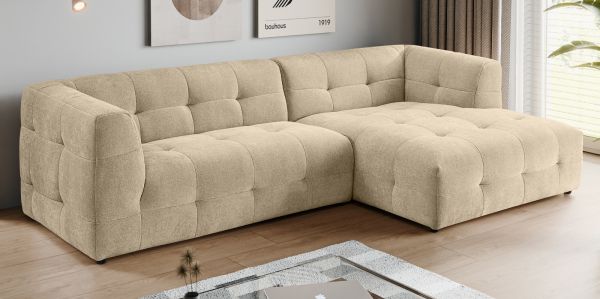 Sofa Astaro in beige Webstoff Ecksofa 5-Sitzer 292 x 161 cm