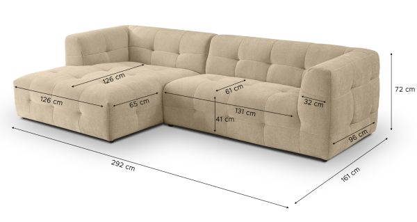 Sofa Astaro in beige Webstoff Ecksofa 5-Sitzer 292 x 161 cm