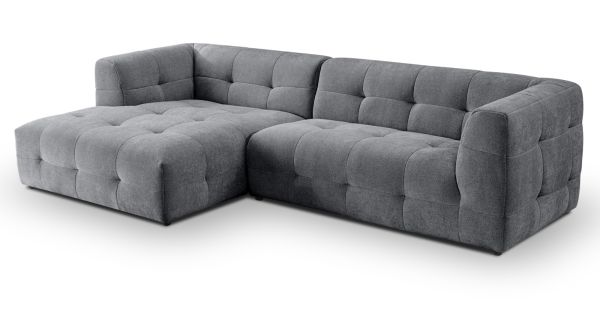 Sofa Astaro in grau Webstoff Ecksofa 5-Sitzer 292 x 161 cm