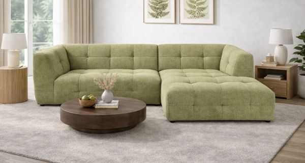 Sofa Astaro in gr�n Webstoff Ecksofa 5-Sitzer 292 x 161 cm