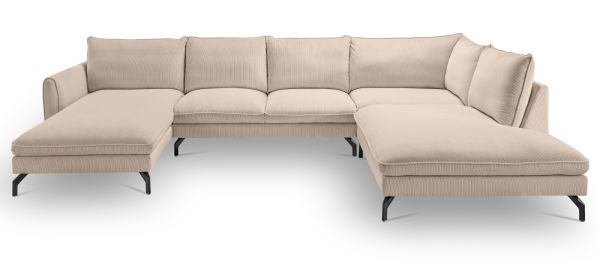 Sofa Palma in beige Cord Ecksofa U-Form 202 x 361 cm