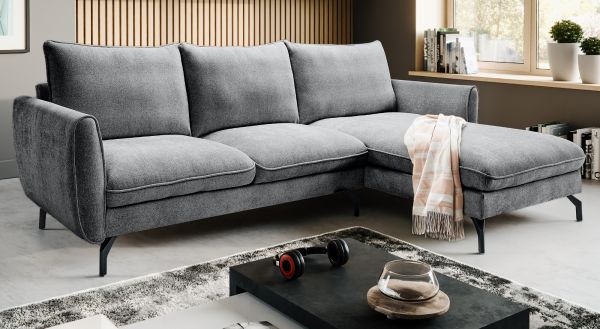 Sofa Palma in grau Webstoff Ecksofa 5-Sitzer 259 x 167 cm