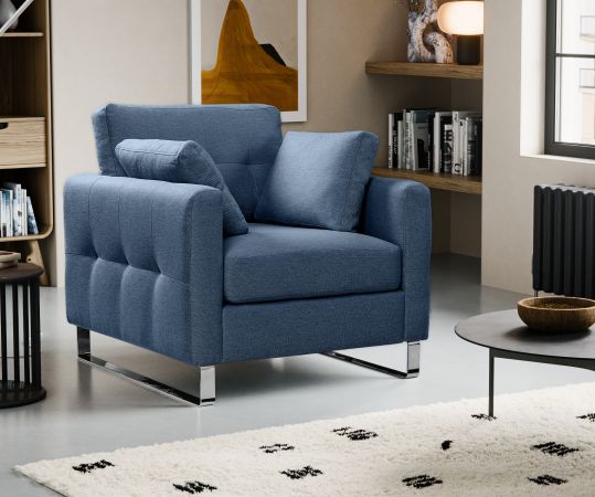Sessel Alanto in blau Flachgewebe Clubsessel 93 x 94 cm