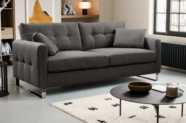 Sofa Alanto in grau Flachgewebe 2,5-Sitzer 203 cm
